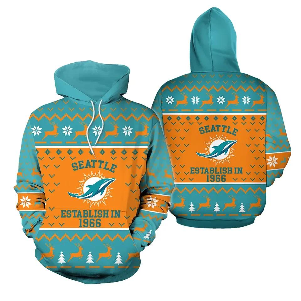 NFL Miami Dolphins Logo 3D Hoodie 9, NFL Hoodie Moonbestprint