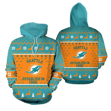 NFL Miami Dolphins Logo 3D Hoodie 9, NFL Hoodie Moonbestprint