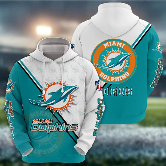 NFL Miami Dolphins Logo 3D Hoodie, NFL Hoodie Moonbestprint