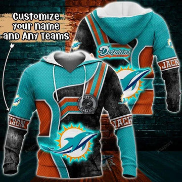 NFL Miami Dolphins Personalized 3D Hoodie 5, NFL Hoodie Moonbestprint
