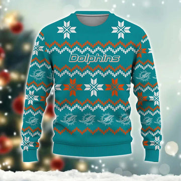 NFL Miami Dolphins Ugly Christmas Sweater, NFL Christmas Sweater Moonbestprint