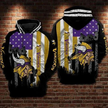 NFL Minnesota Vikings American Flag 3D Hoodie, NFL Hoodie Moonbestprint