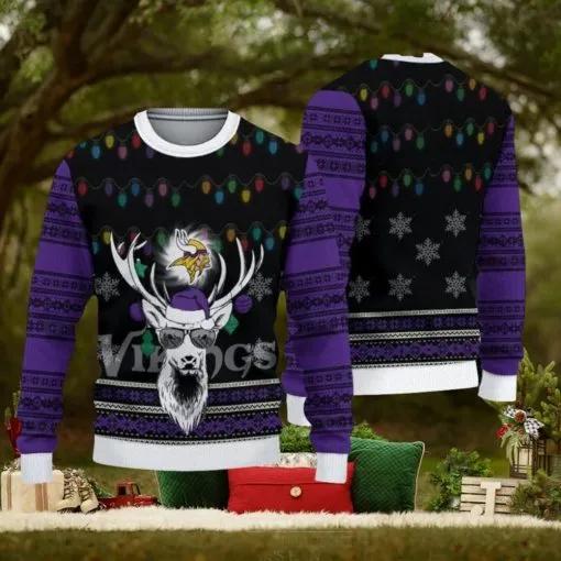NFL Minnesota Vikings Christmas Reindeer Ugly Christmas Sweater, NFL Chritsmas Sweater Moonbestprint