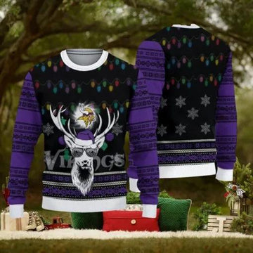 NFL Minnesota Vikings Christmas Reindeer Ugly Christmas Sweater, NFL Chritsmas Sweater Moonbestprint