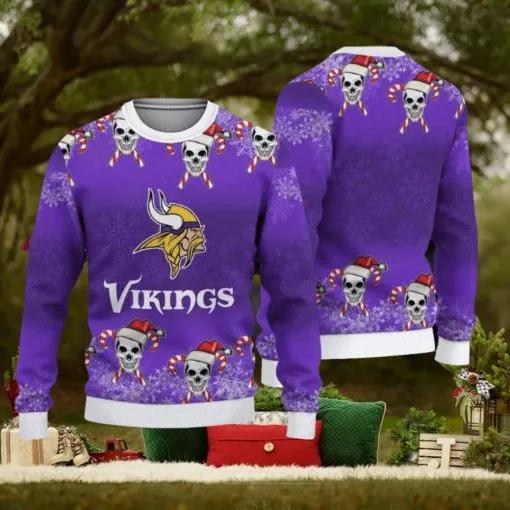 NFL Minnesota Vikings Christmas Skull Sport Ugly Christmas Sweater, NFL Chritsmas Sweater Moonbestprint