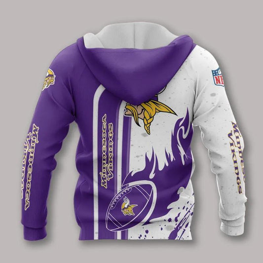 NFL Minnesota Vikings Fire Ball All Over Print Hoodie, NFL Hoodie Moonbestprint