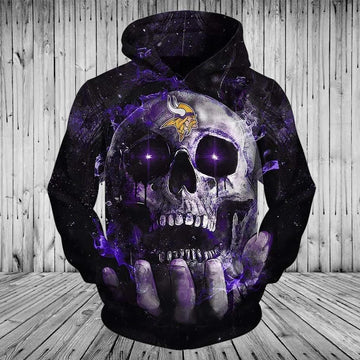 NFL Minnesota Vikings Skull 3D Hoodie 2, NFL Hoodie Moonbestprint