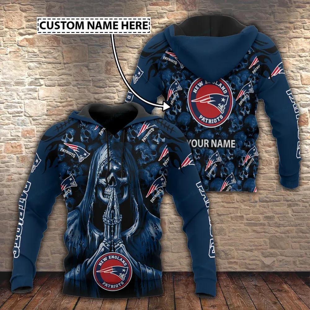 NFL New England Patriots Death Personalized 3D Hoodie, NFL Hoodie Moonbestprint