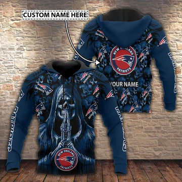 NFL New England Patriots Death Personalized 3D Hoodie, NFL Hoodie Moonbestprint