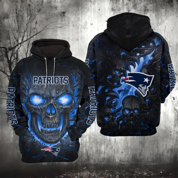 NFL New England Patriots Lava Skull 3D Hoodie, NFL Hoodie Moonbestprint