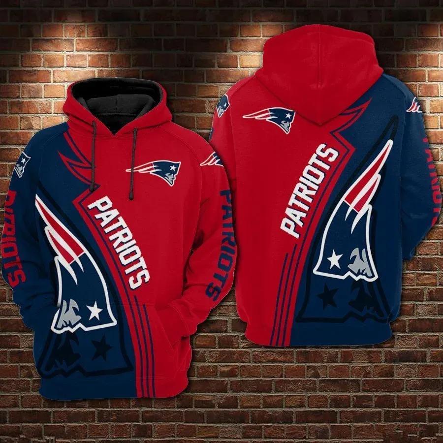 NFL New England Patriots Logo 3D Hoodie 6, NFL Hoodie Moonbestprint
