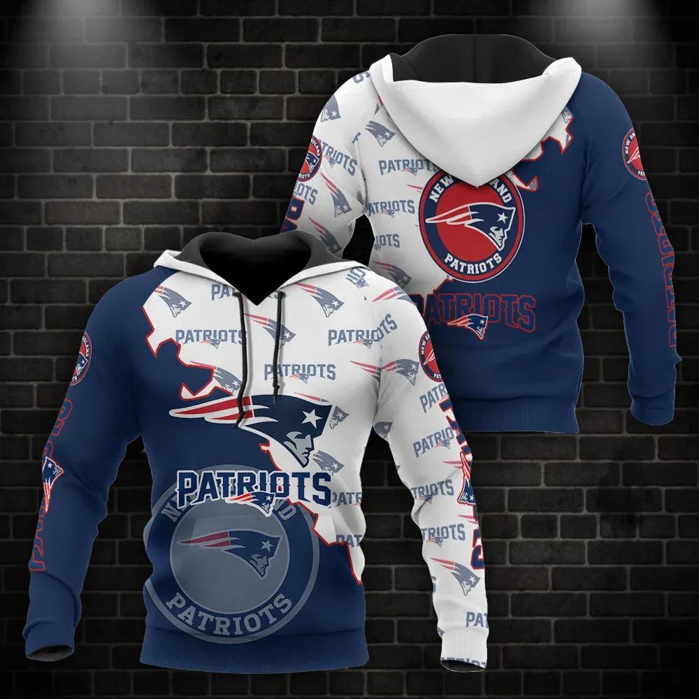 NFL New England Patriots Logo 3D Hoodie 7, NFL Hoodie Moonbestprint