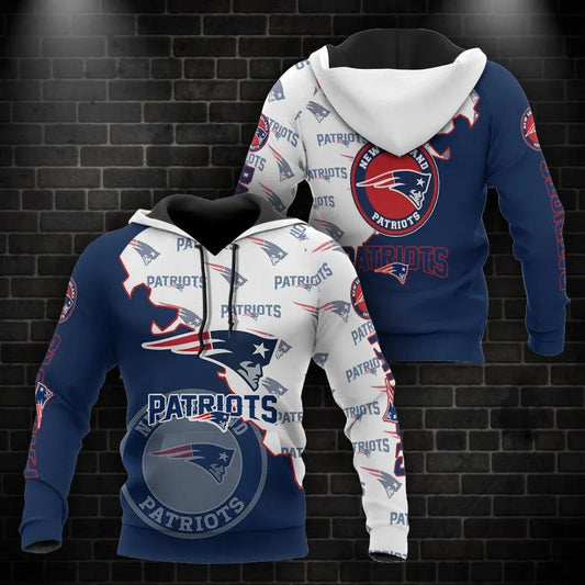 NFL New England Patriots Logo 3D Hoodie 7, NFL Hoodie Moonbestprint
