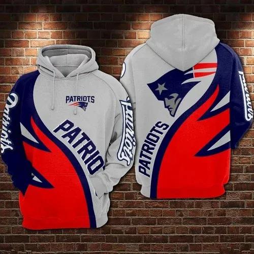 NFL New England Patriots Logo 3D Hoodie 8, NFL Hoodie Moonbestprint
