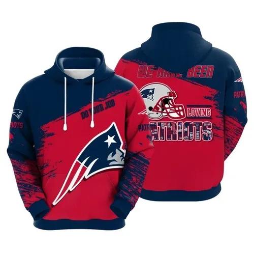 NFL New England Patriots Logo 3D Hoodie, NFL Hoodie Moonbestprint