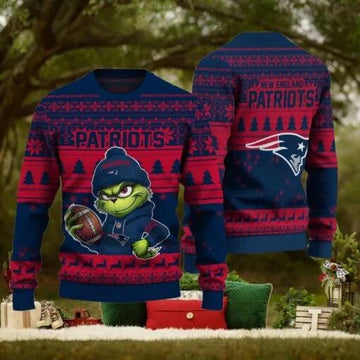 NFL New England Patriots The Grinch Ugly Christmas Sweater, NFL Chritsmas Sweater Moonbestprint