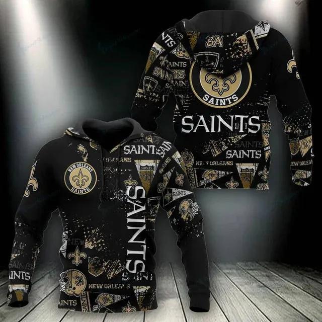 NFL New Orleans Saints Logo 3D Hoodie 3, NFL Hoodie Moonbestprint