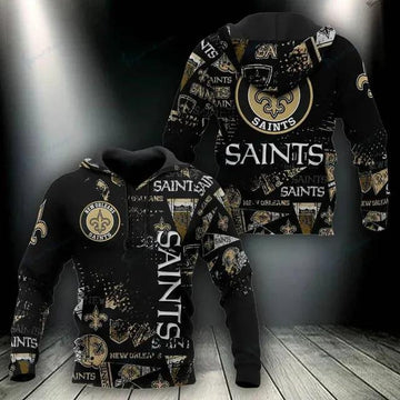 NFL New Orleans Saints Logo 3D Hoodie 3, NFL Hoodie Moonbestprint