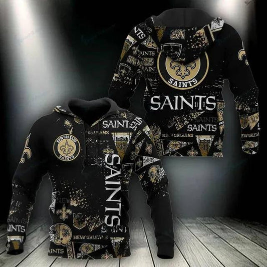 NFL New Orleans Saints Logo 3D Hoodie 3, NFL Hoodie Moonbestprint