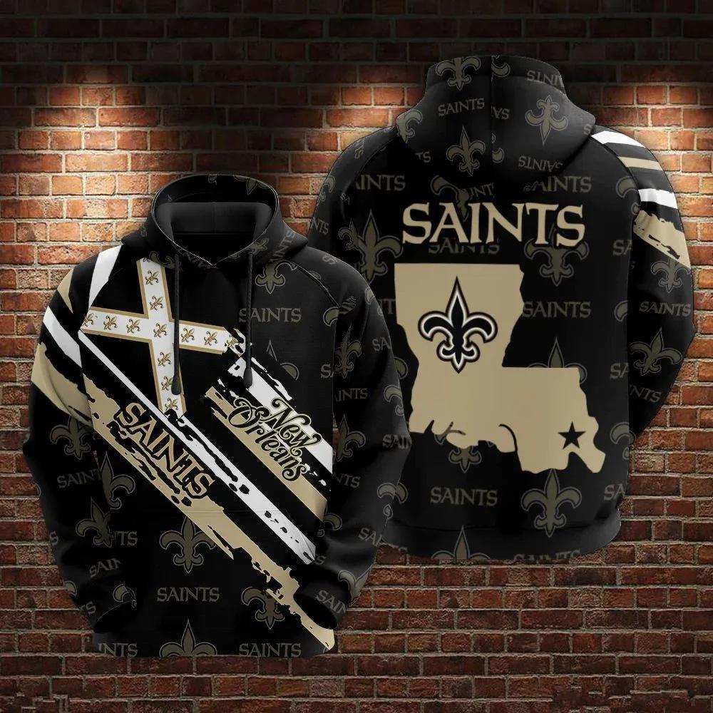 NFL New Orleans Saints Logo 3D Hoodie 5, NFL Hoodie Moonbestprint
