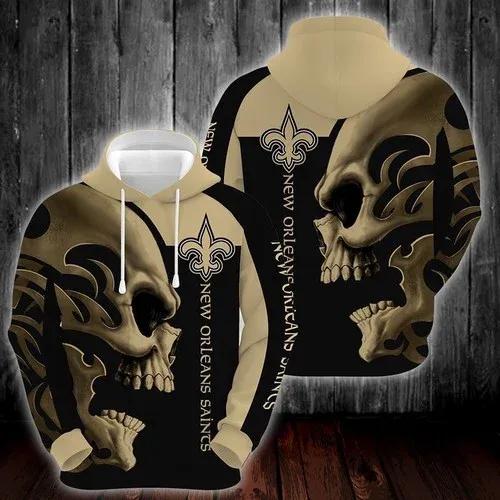 NFL New Orleans Saints Skull 3D Hoodie, NFL Hoodie Moonbestprint