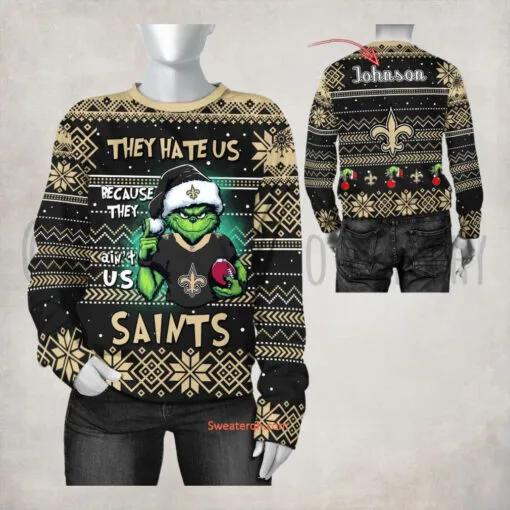 NFL New Orleans Saints They Hate Us Because They Ain’t US Ugly Christmas Sweater, NFL Chritsmas Sweater Moonbestprint