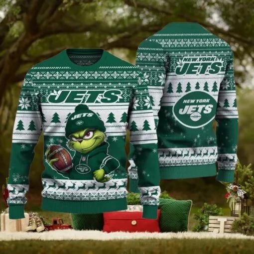 NFL New York Jets The Grinch Ugly Christmas Sweater, NFL Chritsmas Sweater Moonbestprint