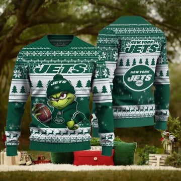 NFL New York Jets The Grinch Ugly Christmas Sweater, NFL Chritsmas Sweater Moonbestprint