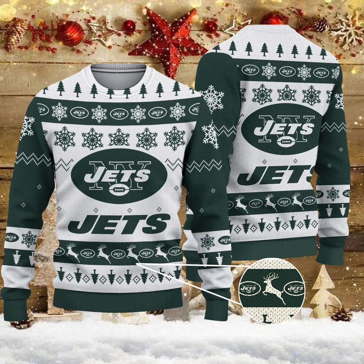 NFL New York Jets Ugly Christmas Sweater, NFL Christmas Sweater Moonbestprint