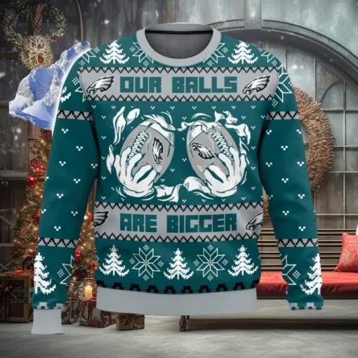 NFL Philadelphia Eagles Ball Ugly Christmas Sweater, NFL Chritsmas Sweater Moonbestprint