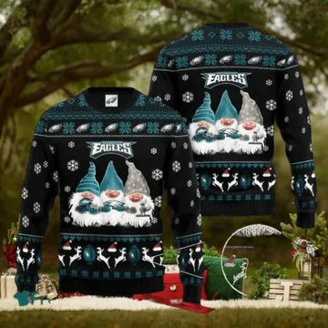 NFL Philadelphia Eagles Christmas Gnomes Ugly Christmas Sweater, NFL Chritsmas Sweater Moonbestprint