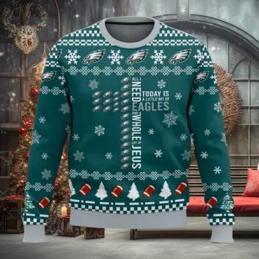 NFL Philadelphia Eagles Cross Today Is A Little Bit Of Eagles Ugly Christmas Sweater, NFL Chritsmas Sweater Moonbestprint