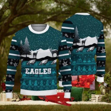 NFL Philadelphia Eagles Knitted Christmas Sweater AOP Friends, NFL Chritsmas Sweater Moonbestprint