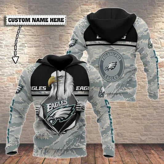 NFL Philadelphia Eagles Personalized 3D Hoodie  7, NFL Hoodie Moonbestprint