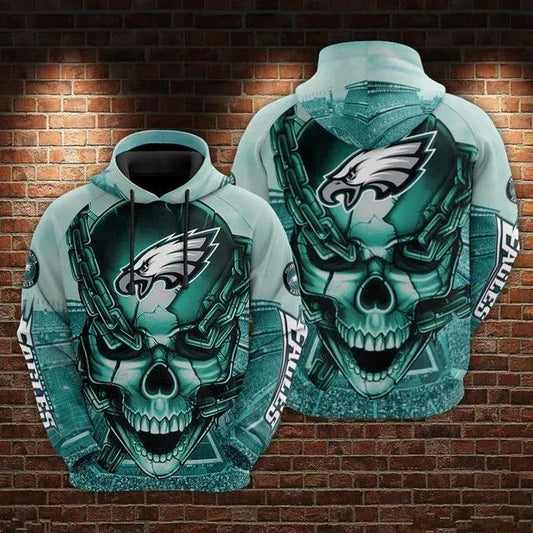 NFL Philadelphia Eagles Skull 3D Hoodie 2, NFL Hoodie Moonbestprint