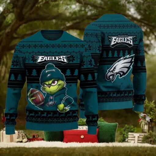 NFL Philadelphia Eagles The Grinch Ugly Christmas Sweater, NFL Chritsmas Sweater Moonbestprint