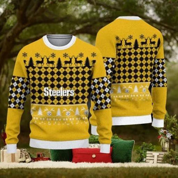 NFL Pittsburgh Steelers Christmas Pattern V3 Sport Ugly Christmas Sweater, NFL Chritsmas Sweater Moonbestprint