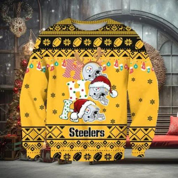 NFL Pittsburgh Steelers Ho Ho Ho Ugly Christmas Sweater, NFL Chritsmas Sweater Moonbestprint