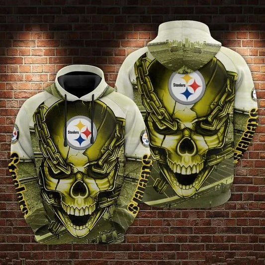 NFL Pittsburgh Steelers Skull 3D Hoodie 10, NFL Hoodie Moonbestprint
