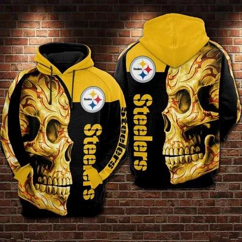 NFL Pittsburgh Steelers Skull 3D Hoodie 2, NFL Hoodie Moonbestprint