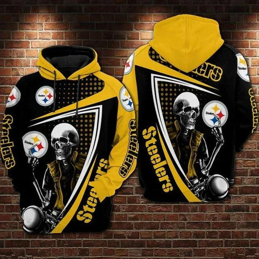 NFL Pittsburgh Steelers Skull 3D Hoodie 5, NFL Hoodie Moonbestprint