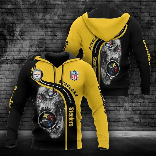 NFL Pittsburgh Steelers Skull 3D Hoodie 6, NFL Hoodie Moonbestprint