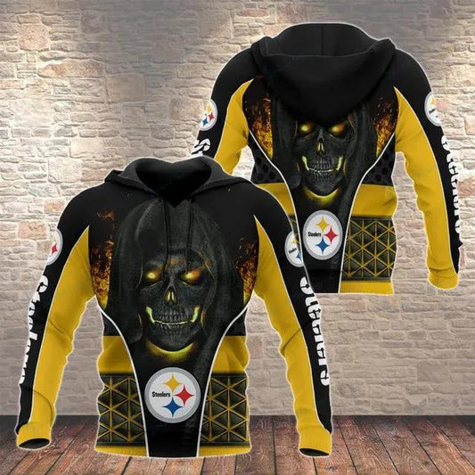 NFL Pittsburgh Steelers Skull 3D Hoodie 7, NFL Hoodie Moonbestprint