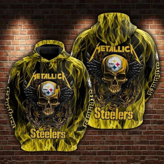 NFL Pittsburgh Steelers Skull 3D Hoodie 8, NFL Hoodie Moonbestprint