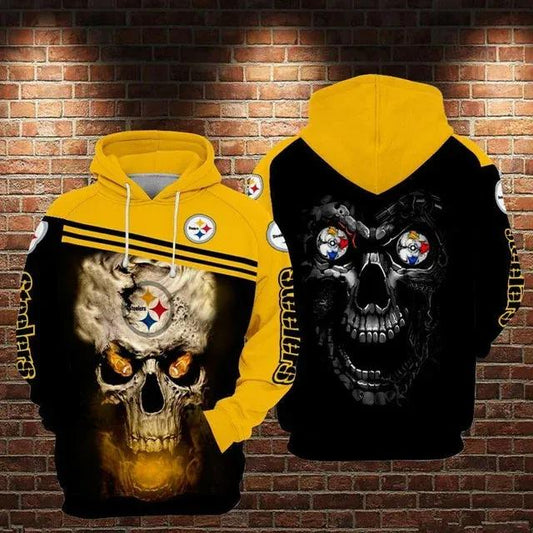 NFL Pittsburgh Steelers Skull 3D Hoodie, NFL Hoodie Moonbestprint