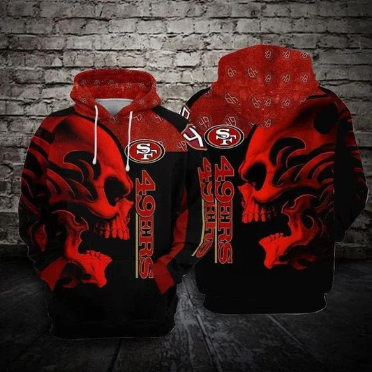 NFL San Francisco 49ers Skull 3D Hoodie  2, NFL Hoodie Moonbestprint