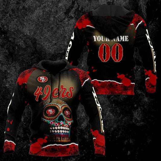NFL San Francisco 49ers Skull Personalized 3D Hoodie, NFL Hoodie Moonbestprint