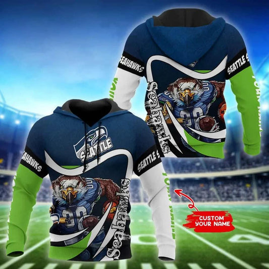 NFL Seattle Seahawks Personalized 3D Hoodie, NFL Hoodie Moonbestprint