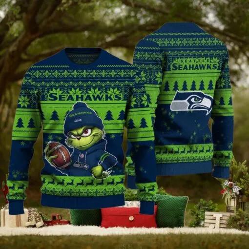 NFL Seattle Seahawks The Grinch Ugly Christmas Sweater, NFL Chritsmas Sweater Moonbestprint
