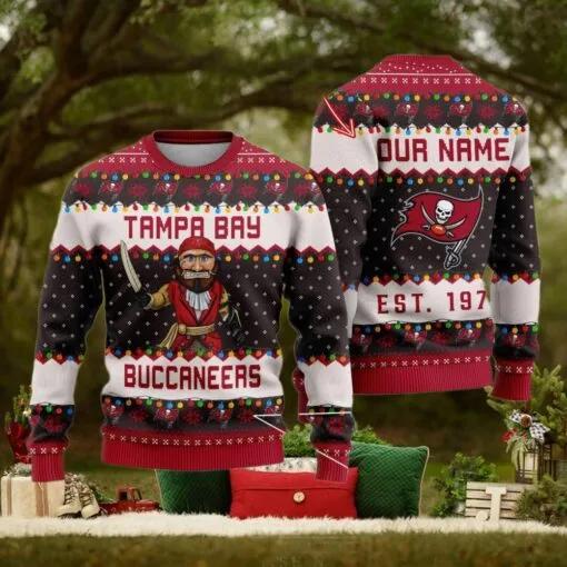 NFL Tampa Bay Buccaneers Cute Mascot Custom Ugly Christmas Sweater, NFL Chritsmas Sweater Moonbestprint